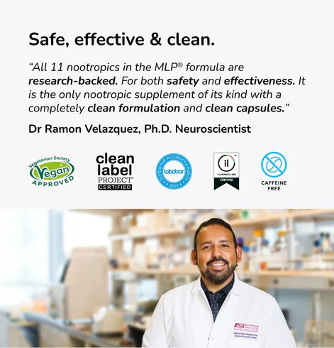 Mind Lab Pro® MLP® v4 Universal Nootropic™ Brain Booster Supplement for Focus, Memory, Clarity, Energy - 60-Count - Plant-Based, Naturally Sourced Memory Vitamins for Better Brain Health, Made in USA